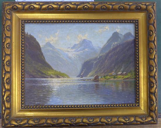 Emma Normann (1871-1954) Fjord in Summertime, 9 x 12in.